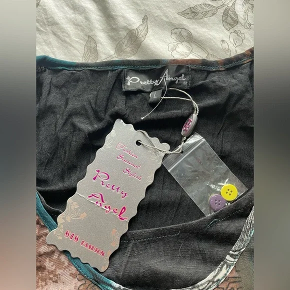 NWT Pretty Angel Vintage Deadstock Patchwork Graphic Asymmetric Midi Dress Large - Picture 5 of 11